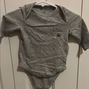 GAP Gray Long Sleeve Bodysuit Soft Cotton Blend